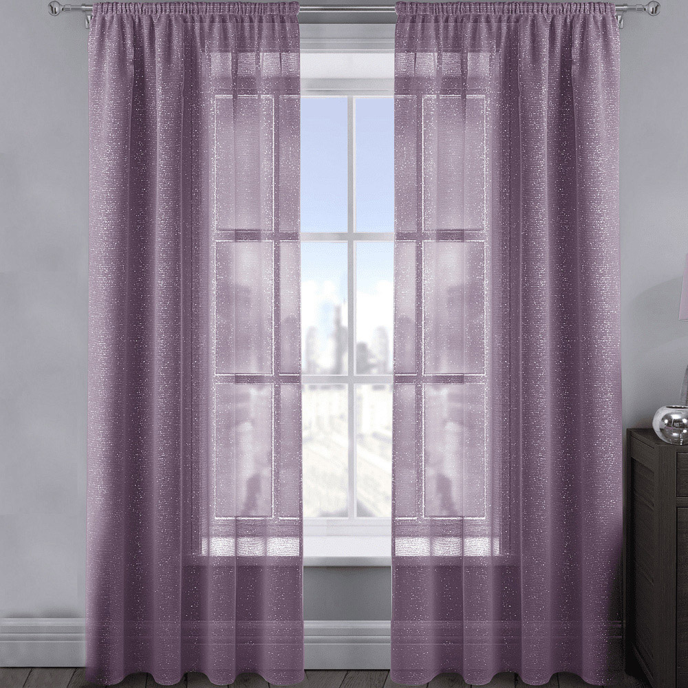 Velosso Alessandria Mauve Shimmer Voile Panel Curtain 137 x 137cm Image 1