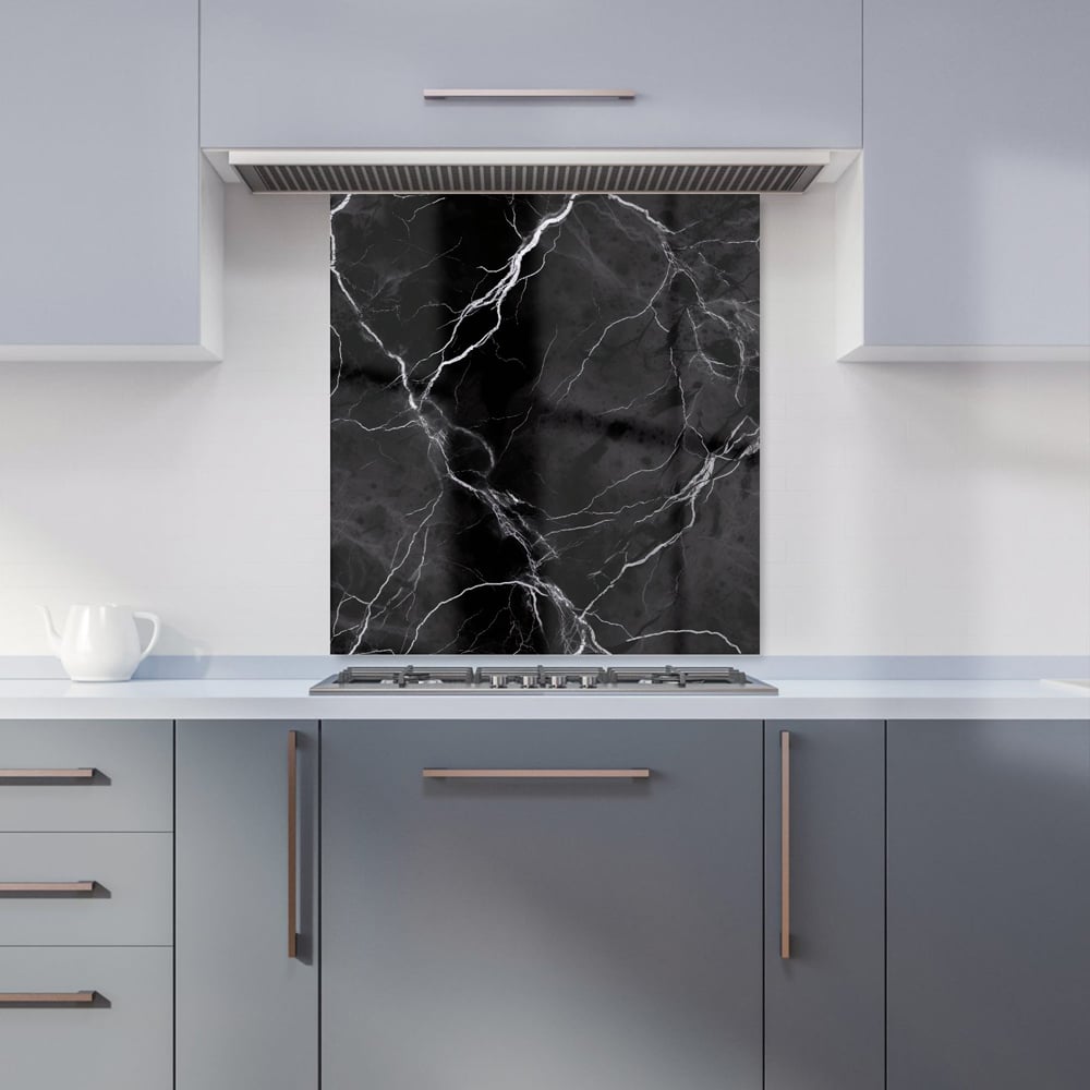 Warren Reed Designer Black Marble Pattern Glass Kitchen Splashback 75 x 70cm Image 1
