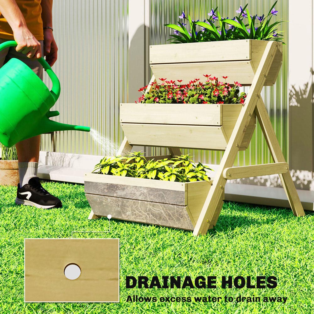 Outsunny 3-Tier Wooden Raised Garden Bed Elevated Planter Box Image 5