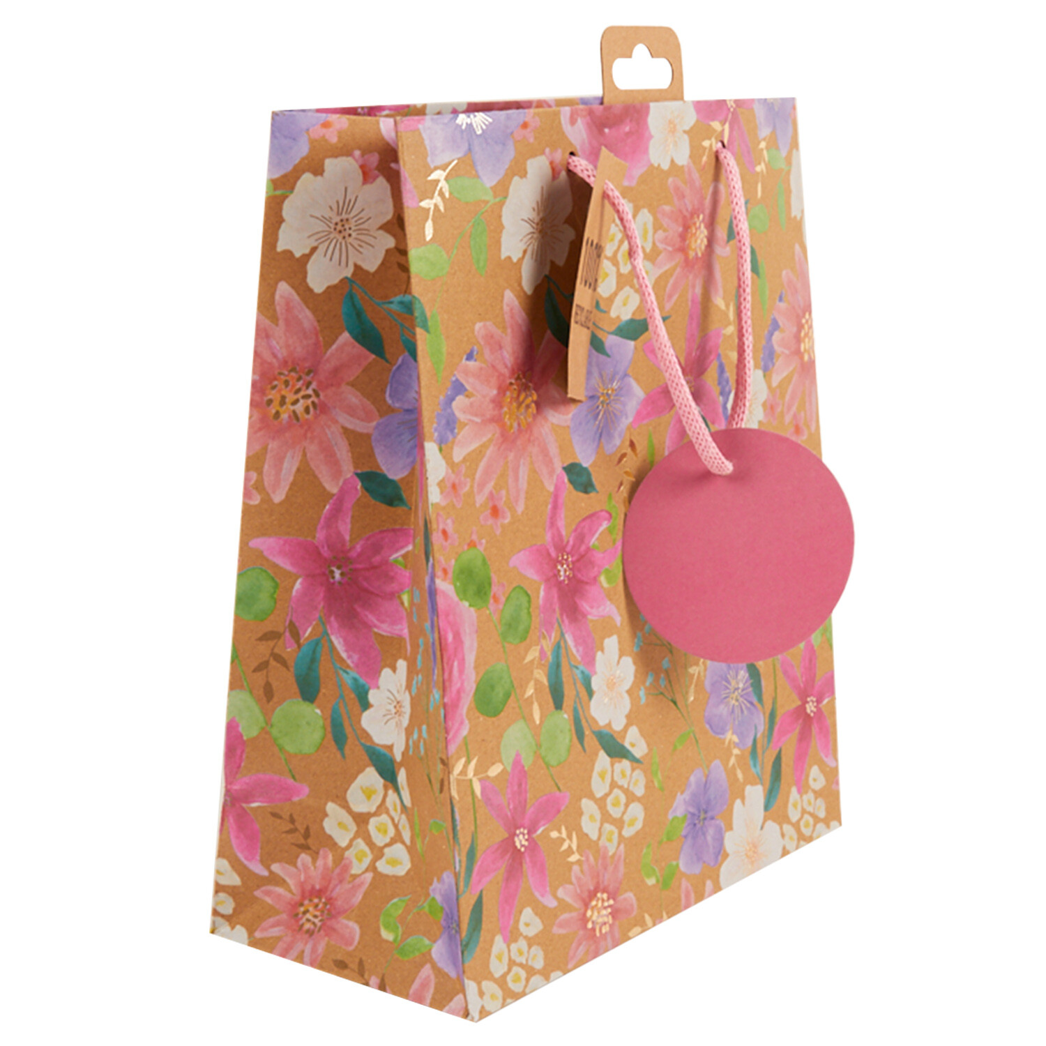 Floral Kraft Medium Gift Bag - Multicolour Image 2