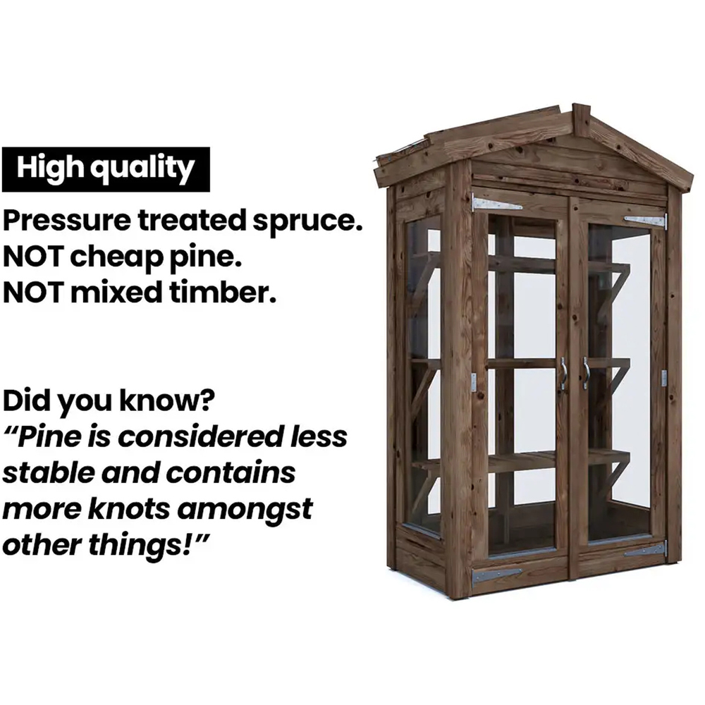 Dunster House Sprouthouse Brown Wooden 4 x 2ft Greenhouse Image 5