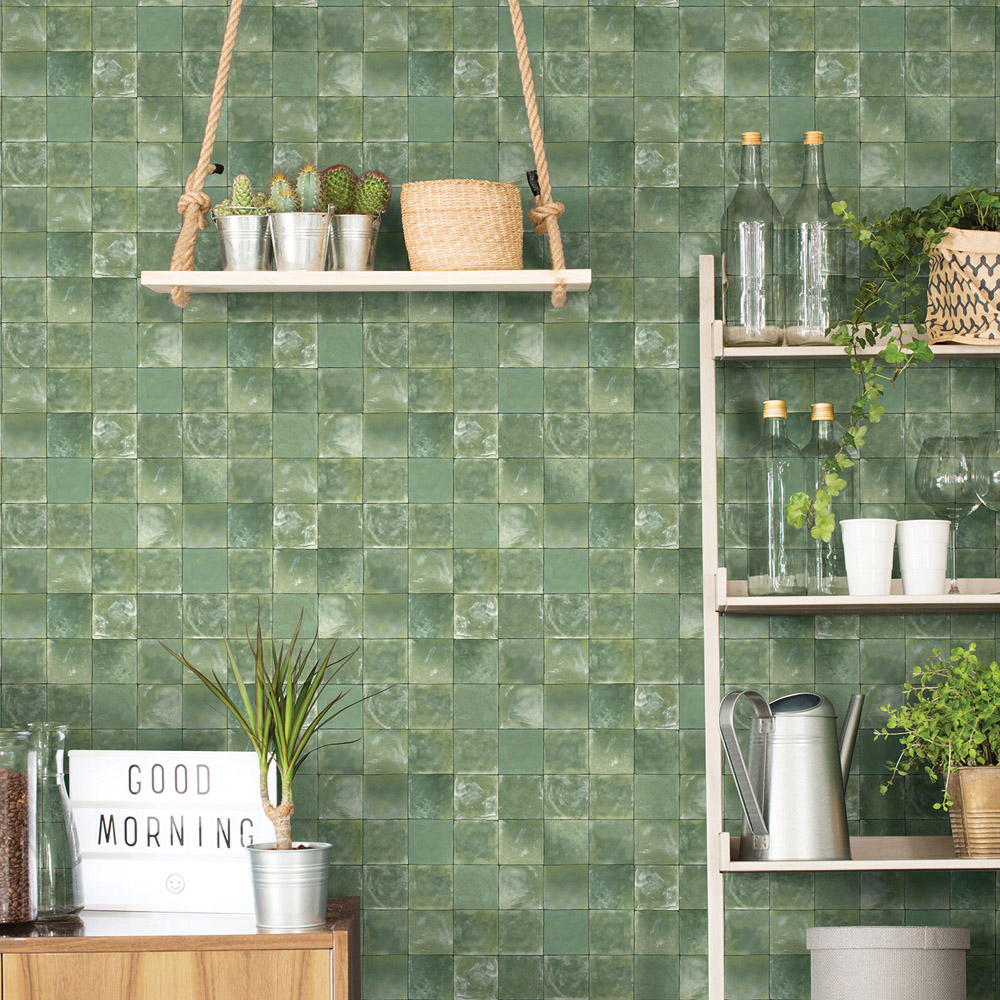 Galerie Evergreen Tile Green Wallpaper Image 2