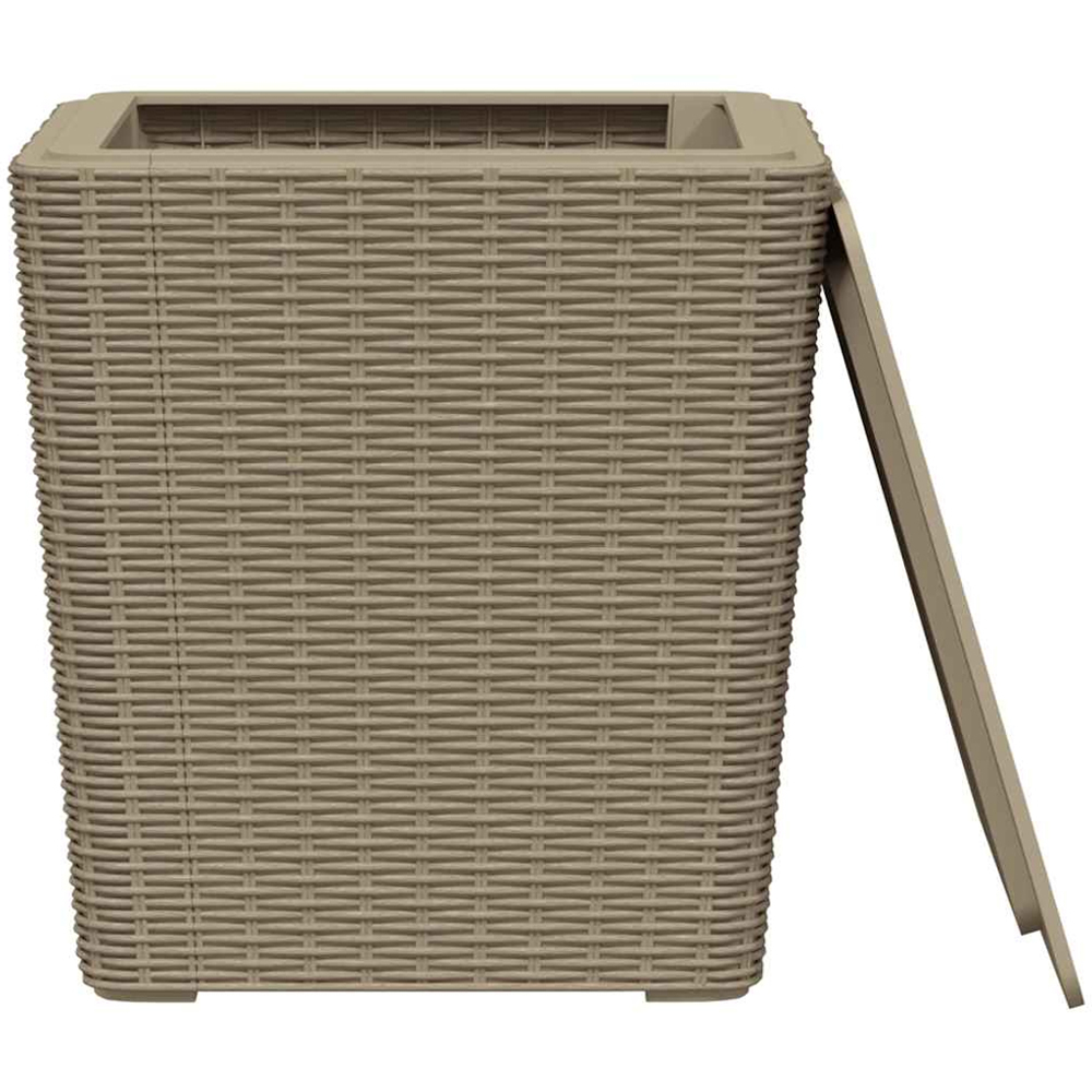 vidaXL Brown Rattan Garden Side Table with Storage and Removable Lid Image 3