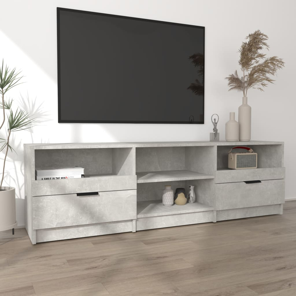 vidaXL 2 Drawer 4 Shelf Concrete Grey TV Cabinet Image 6