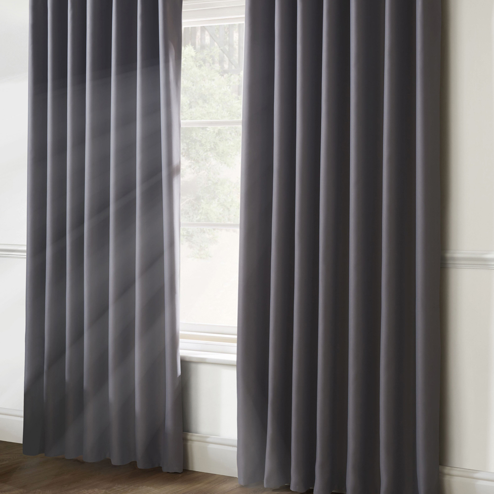 Alan Symonds Essential Silver Plain Pencil Pleat Taped Top Curtains 228 x 228cm Image 1