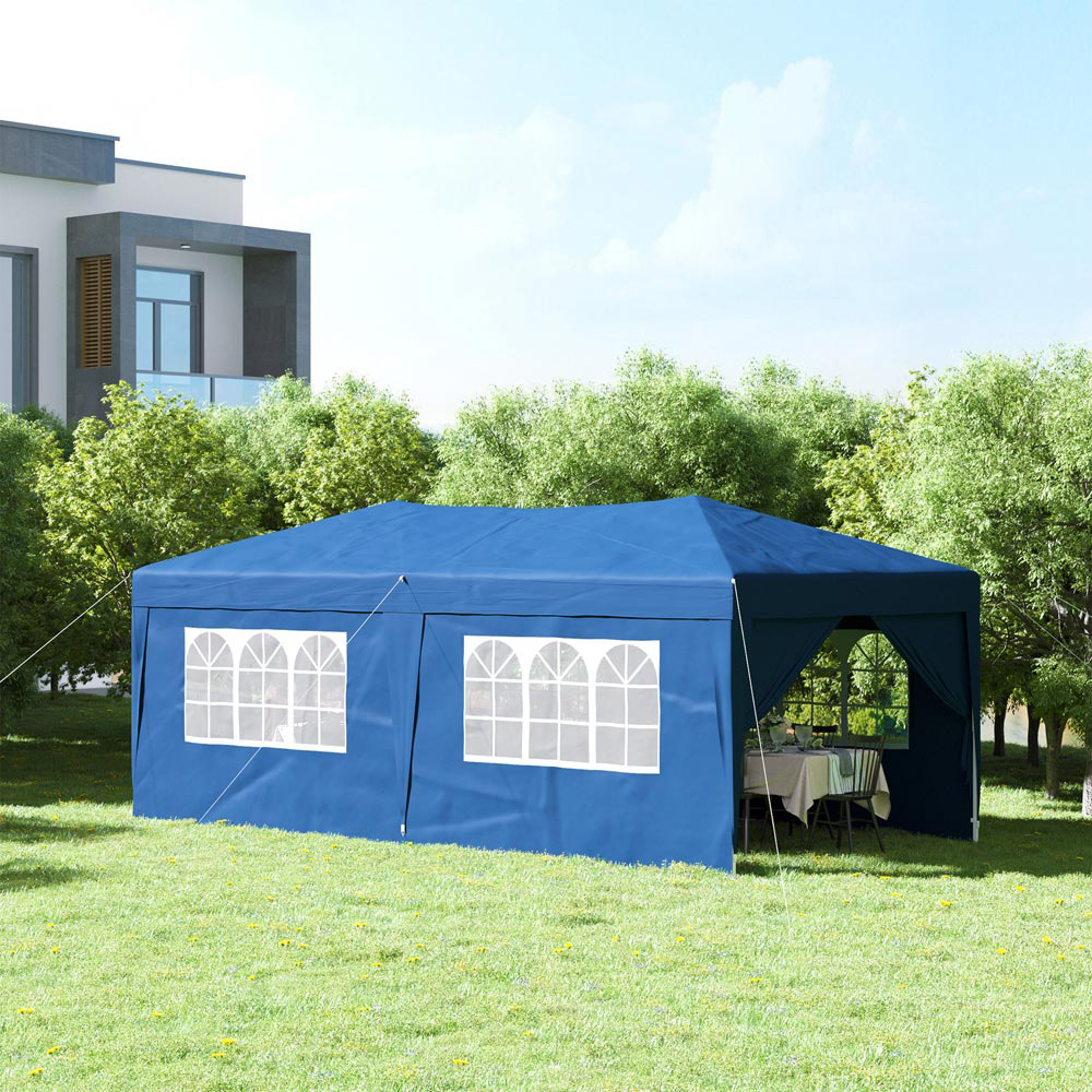 Outsunny 6 x 3m Blue Heavy Duty Pop Up Gazebo Party Tent Image 1