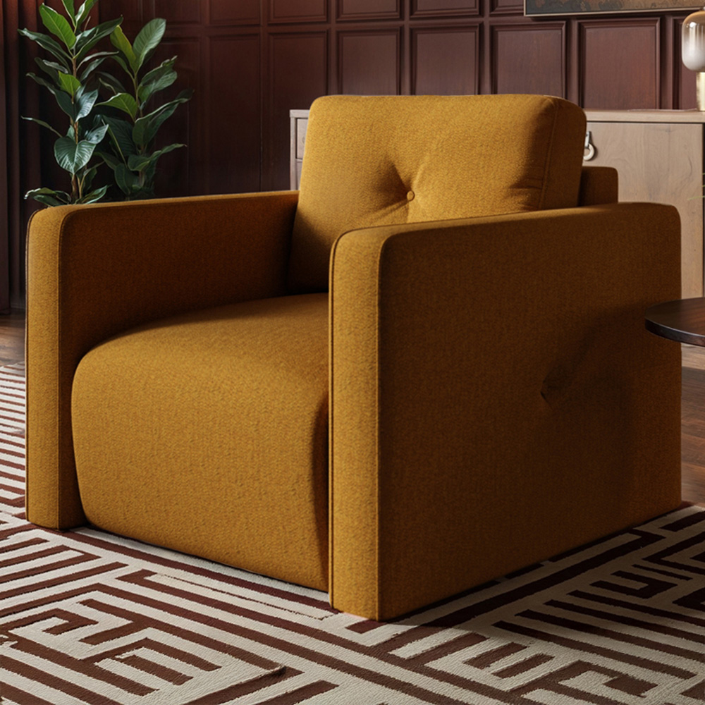 Solace+Co Wilfie Mustard Chenille Armchair Image 1