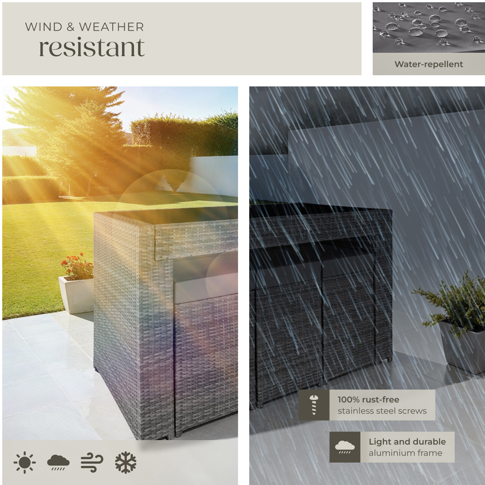 tectake Grey Black Garden 6 Seater Table and Chairs with Cover Image 6