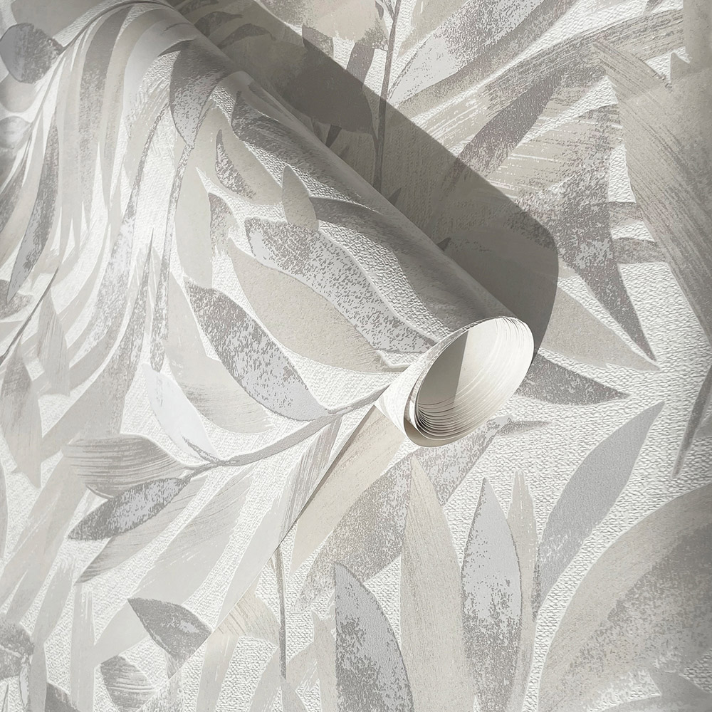 Rasch Fiji Leaf Grey Wallpaper Image 2