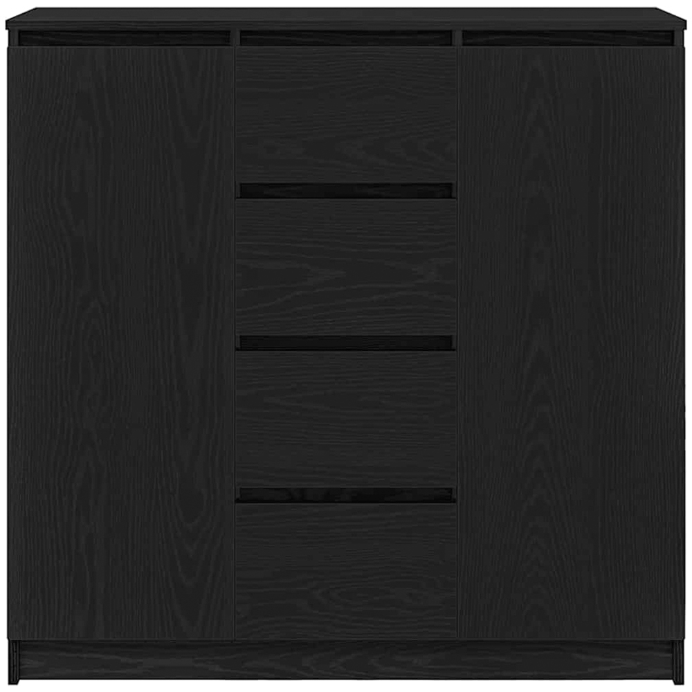 vidaXL 2 Door 4 Drawer Black Wooden Sideboard Image 3