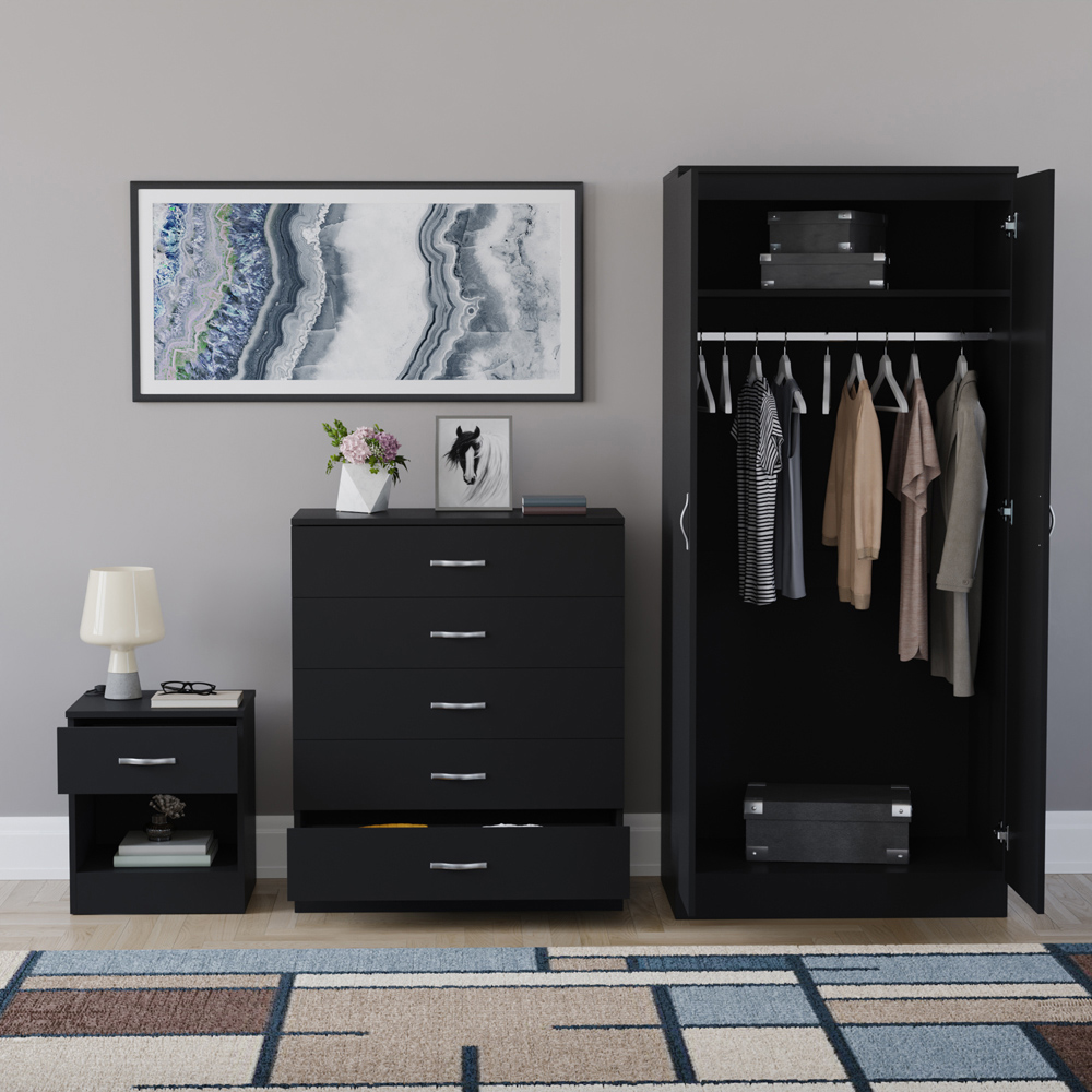 VIDA DESIGNS Riano Black 3 Piece Bedroom Furniture Set Image 3