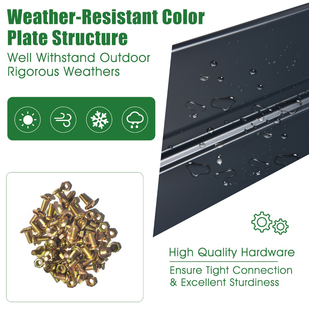 Costway Grey Metal Raised Outdoor Garden Bed Image 7