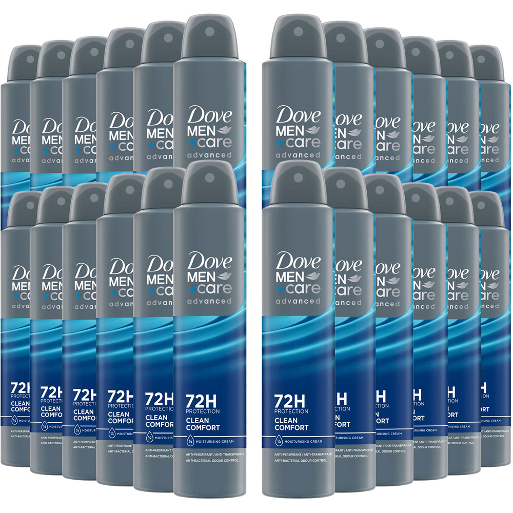 Dove Men+Care Advanced Clean Comfort Anti-Perspirant Deodorant Aerosol 200ml 24 Pack Image 1