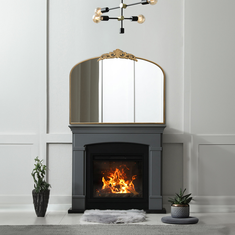 The Crown Gold Arched Metal Wall Mirror 102 x 80cm Image 5