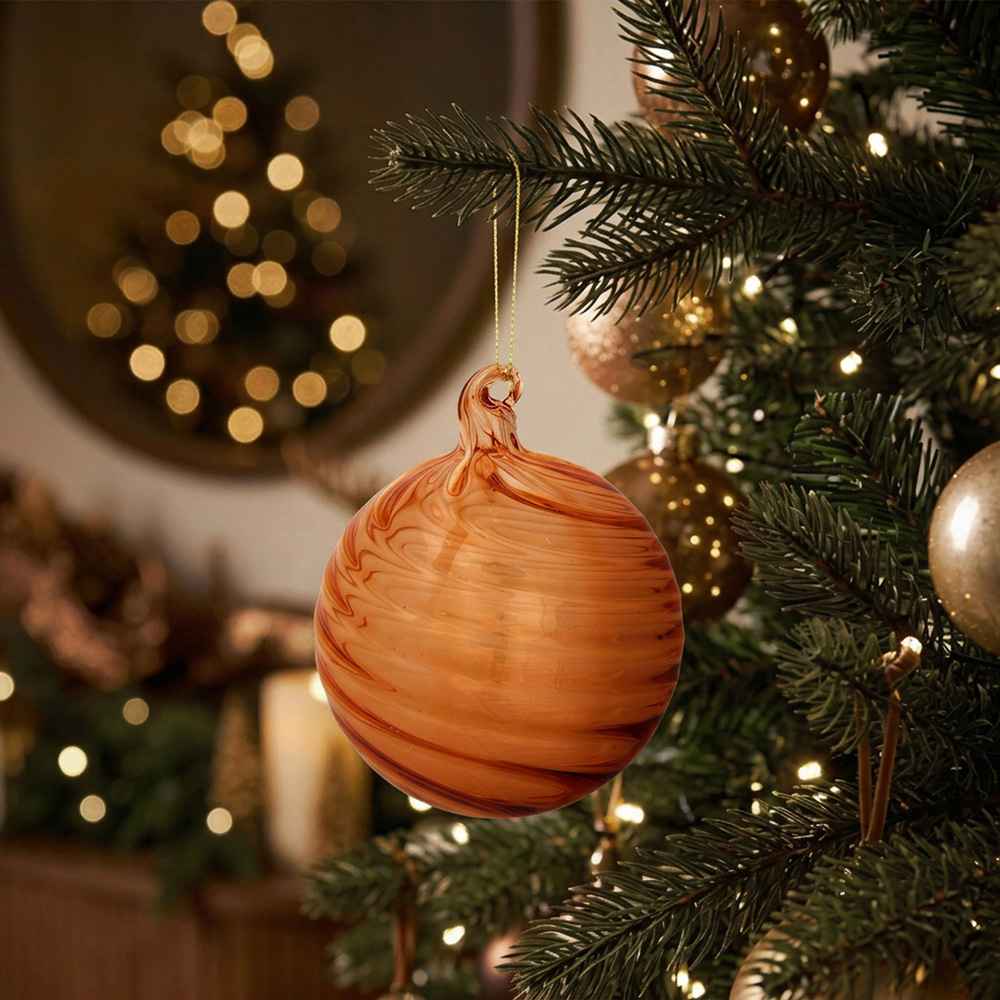 Opaque Autumn Swirl Bauble Orange Image 5