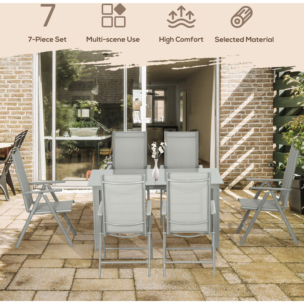 Outsunny 6 Seater Grey Garden Dining Set Image 4