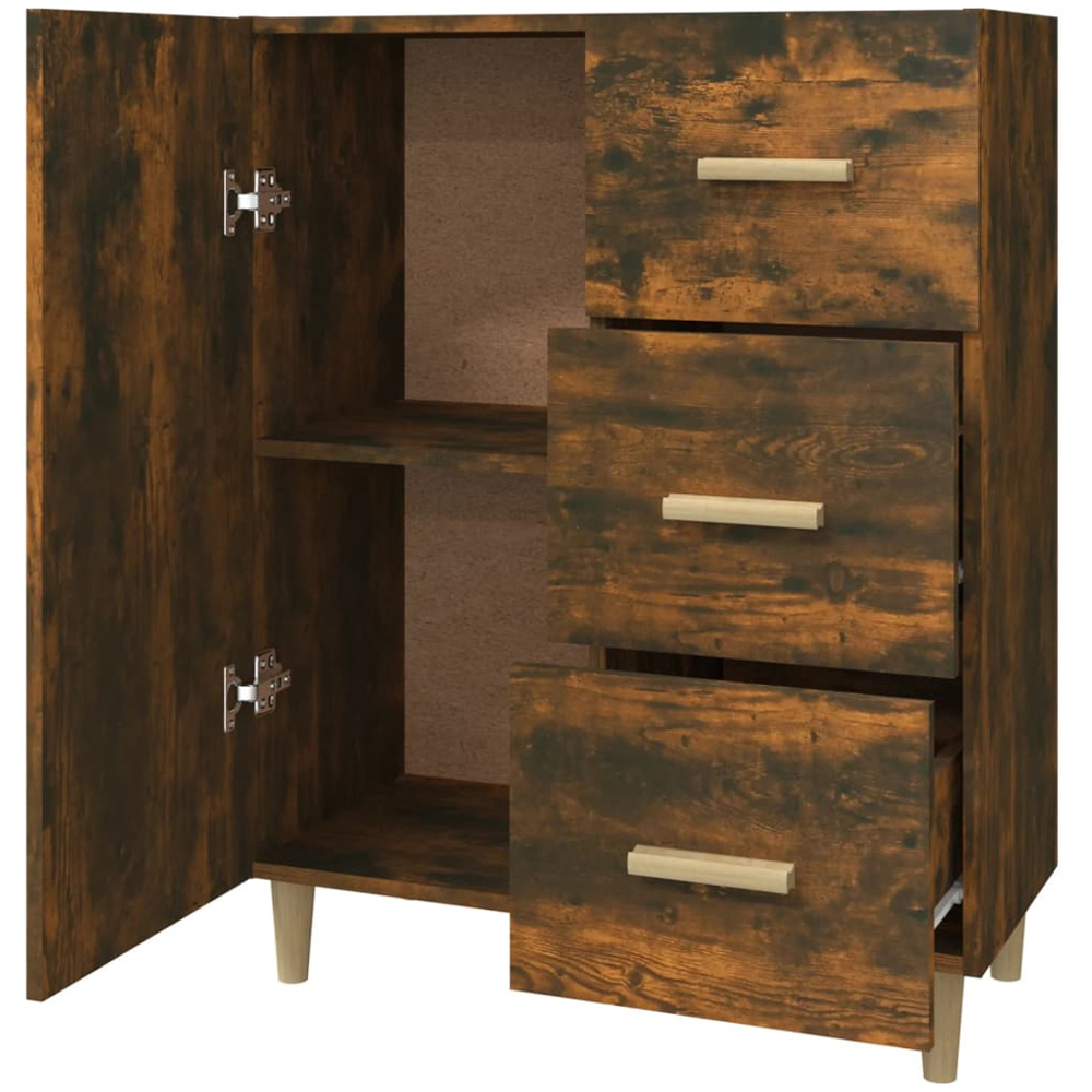 vidaXL Single Door 3 Drawer Smoked Oak Sideboard Image 6