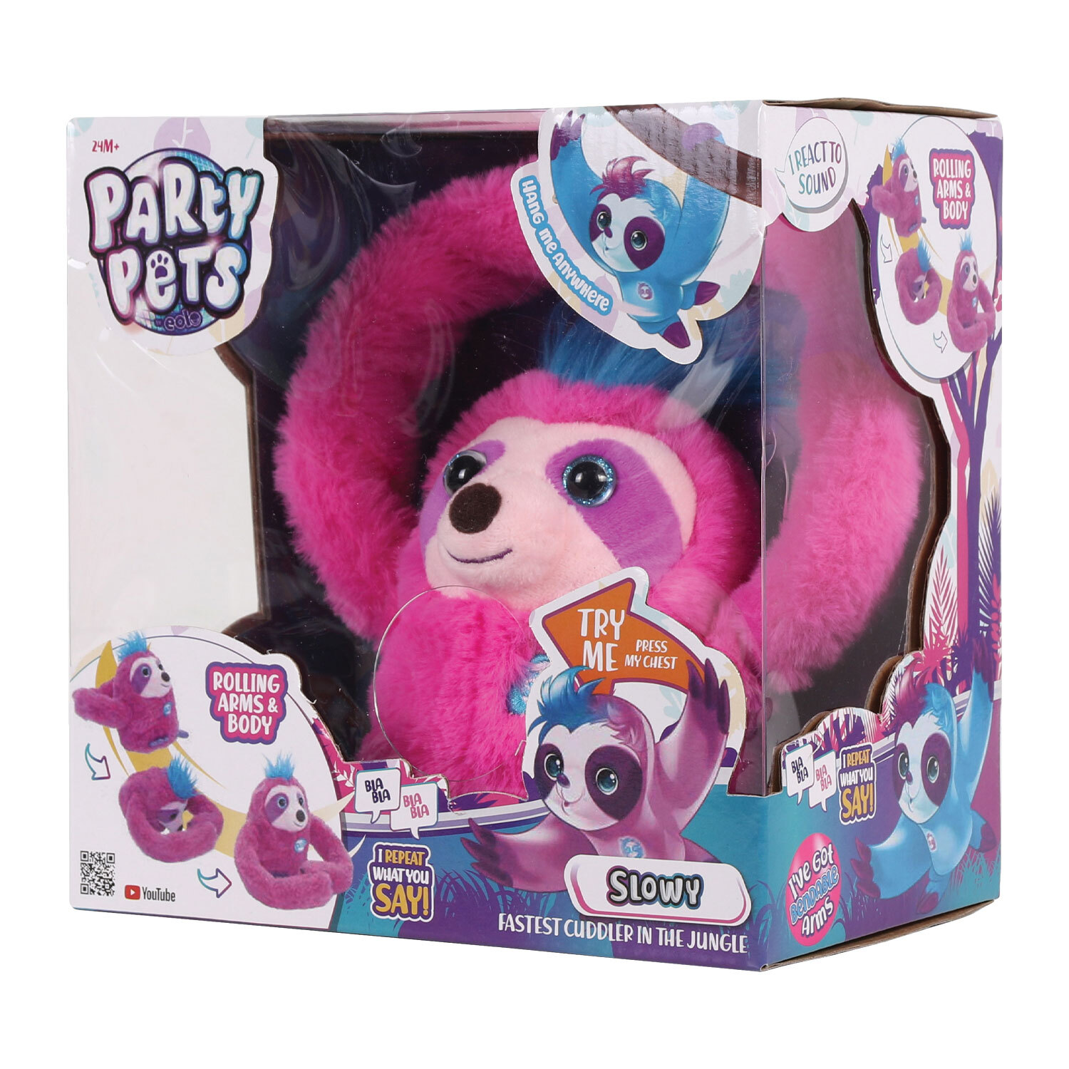 Party Pets Pink Slowy The Sloth Plush Soft Toy Image 2