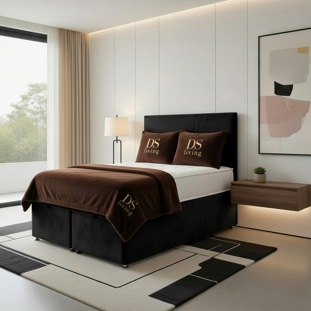 DS Living Prima Single Black Plush Divan Bed Image 3