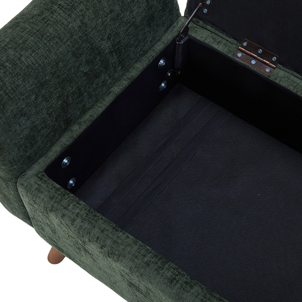 Living and Home Green Chenille Upholstered Storage Bench Image 6