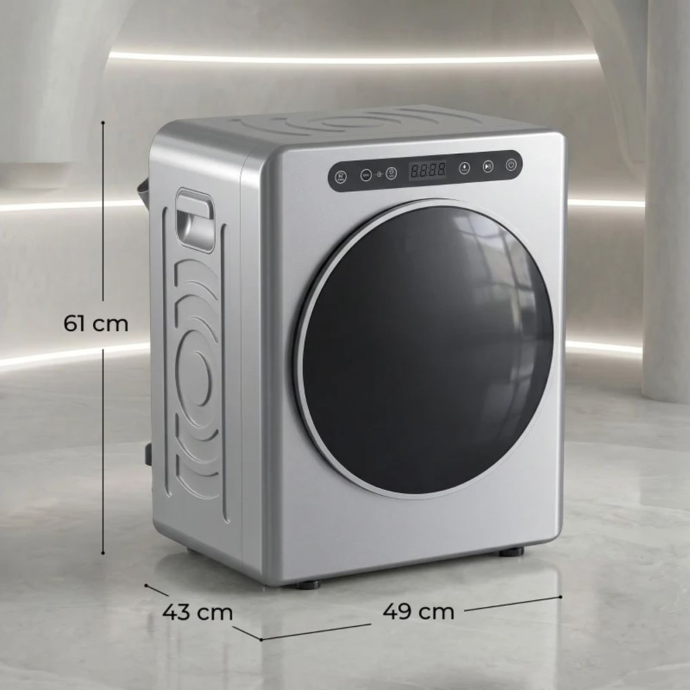 HOMCOM Silver Tone Portable Vented Tumble Dryer Machine with Timer 5kg 1000W Image 8