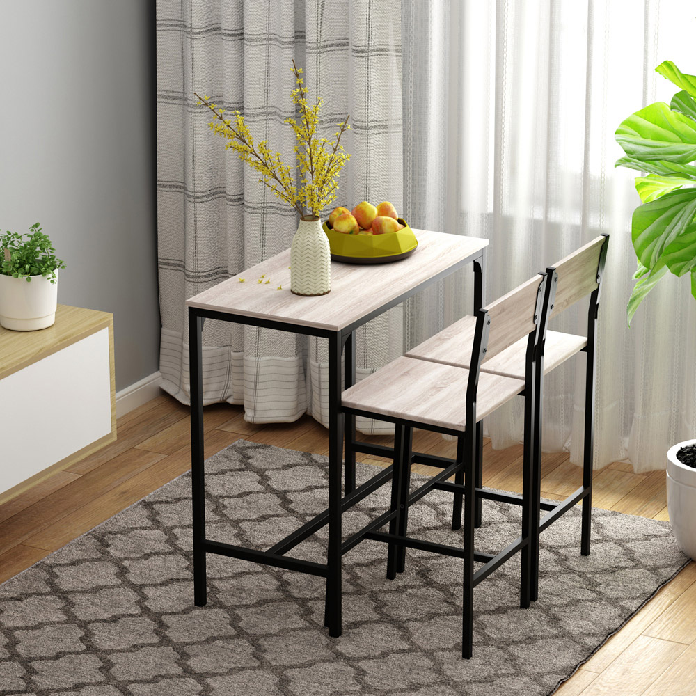 Portland 2 Seater Wood Effect Table with Stools Image 3