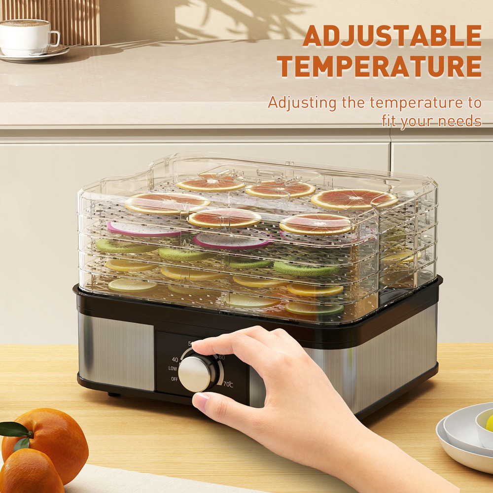 HOMCOM 800-142V71BK 5 Tier Black Food Dehydrator 245W Image 7