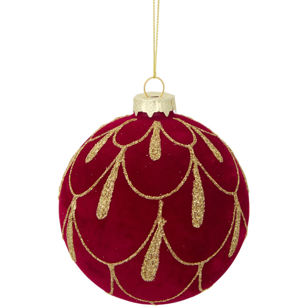 Flocked Detailed Glitter Bauble Image 4