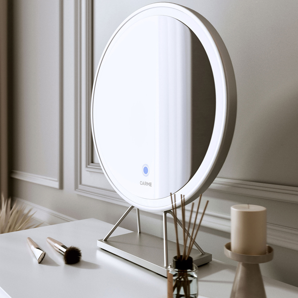 CARME Home Olivia 2 Drawer Dressing Table Set with LED Mirror Image 3
