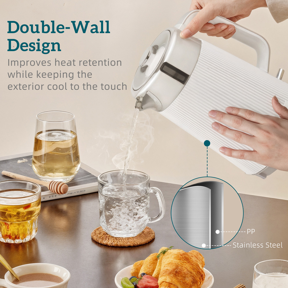 HOMCOM 800-266V70WT White 1.7L Rapid Boil Kettle 3000W and 4 Slice Toaster Set Image 5