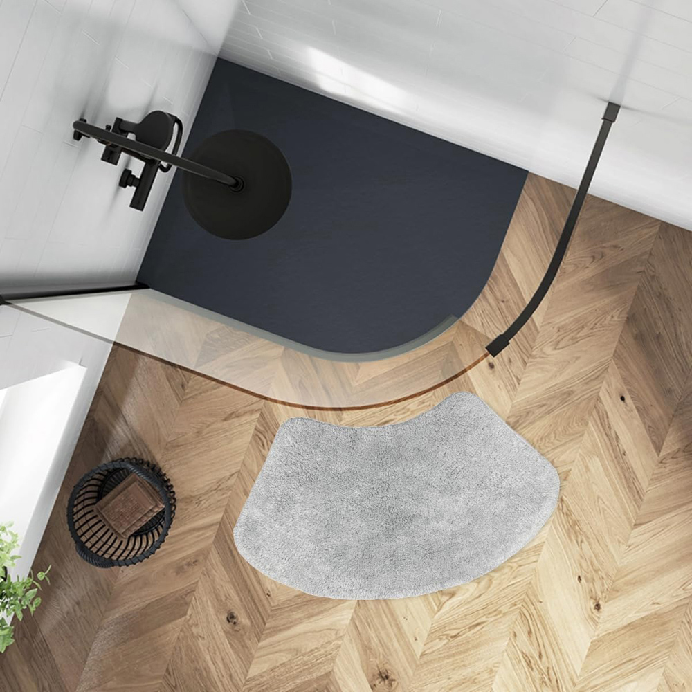 Allure Bath Fashions Dove Grey Curved Shower Mat 48 x 80cm Image 2