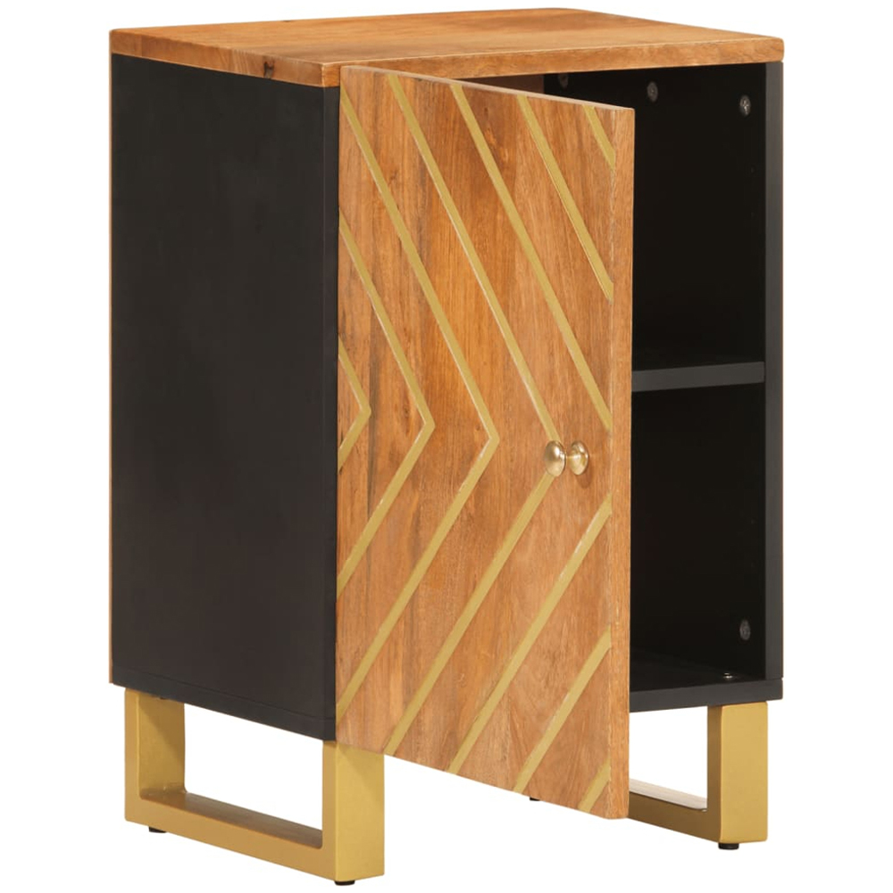 vidaXL Single Door Brown and Black Solid Wood Mango Bathroom Cabinet Image 3