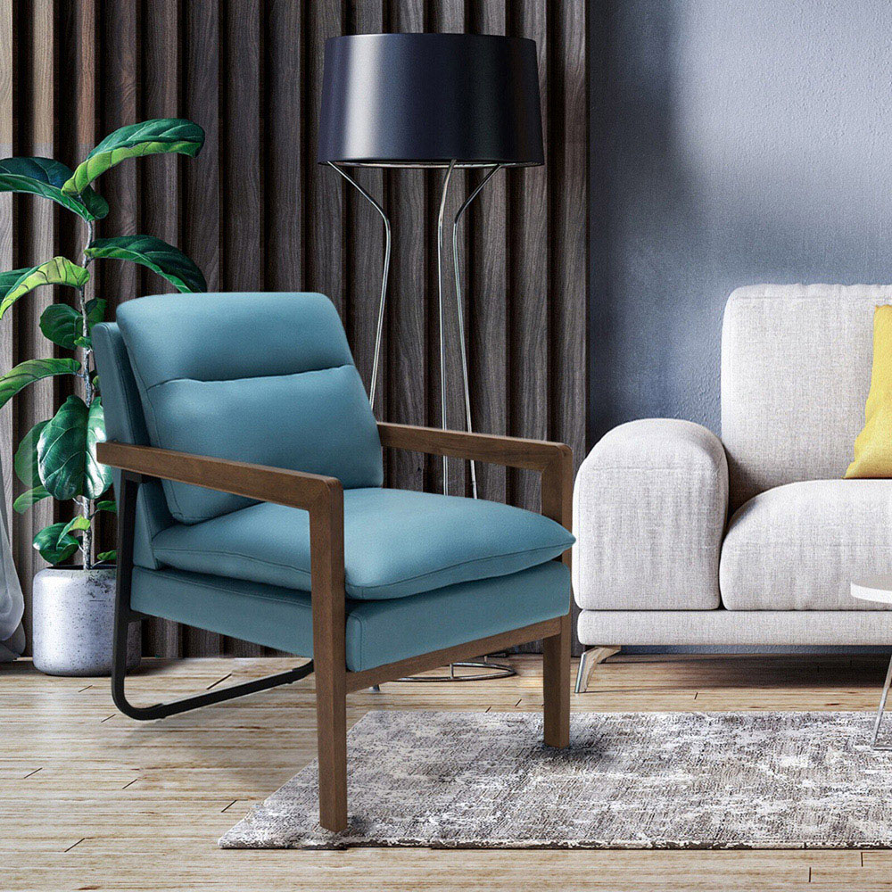 Costway Blue Upholstered Accent Armchair Image 3