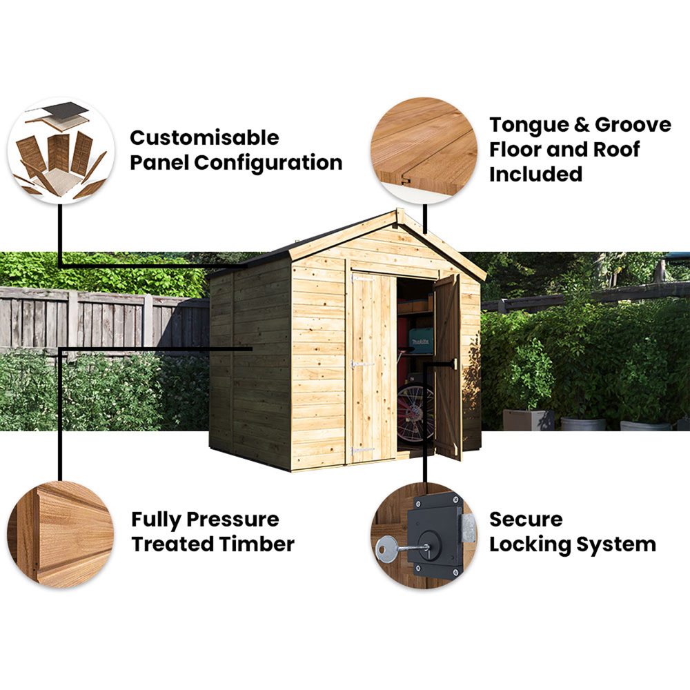 Dunster House Overlord 8 x 6ft Modular Brown Superfelt Apex Garden Shed Image 5