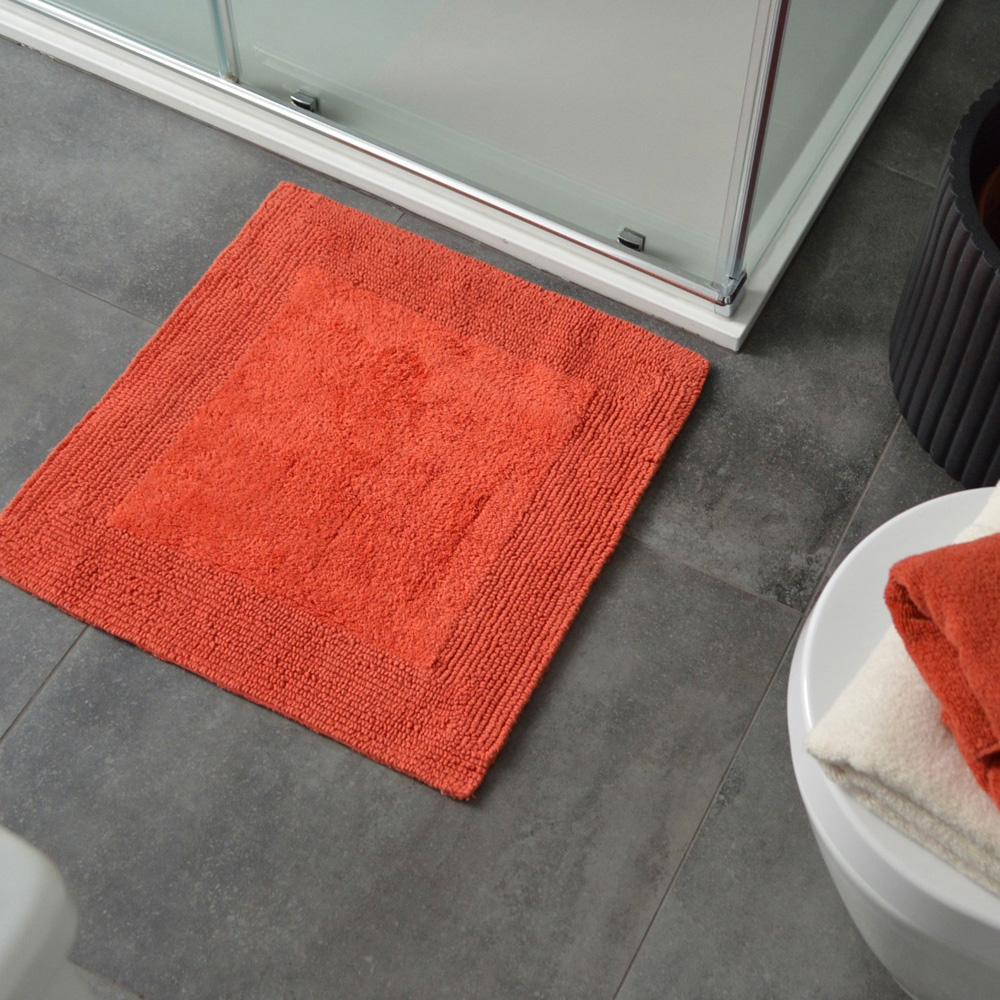 Allure Bath Fashions Luxury Reversible Square Terracotta Heavyweight Bath Mat 53 x 55cm Image 2