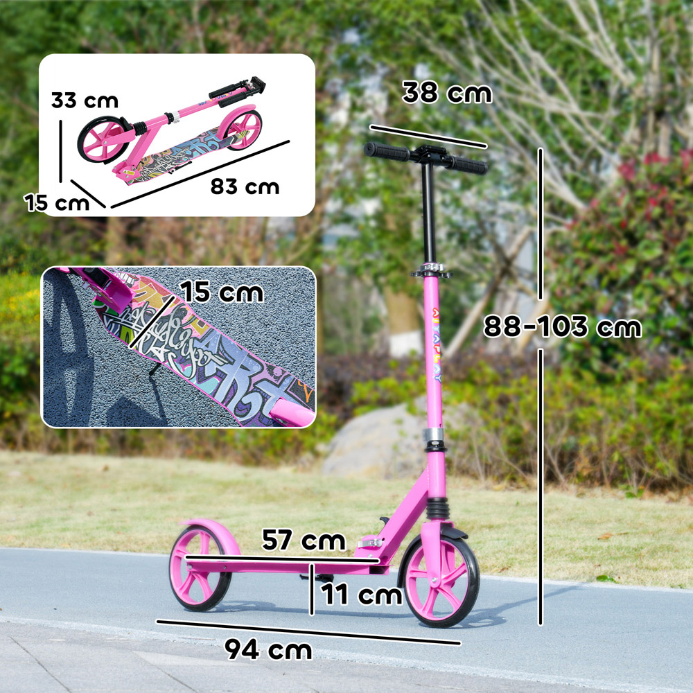 Tommy Toys AIYAPLAY Pink Adjustable Handlebar Foldable Kids Kick Scooter Image 9