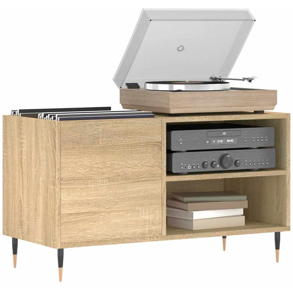 vidaXL 2 Shelf Sonoma Oak Record Cabinet Image 3