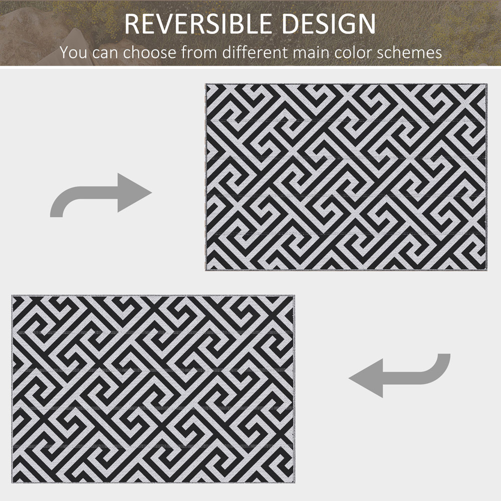 Outsunny Black and White Reversible Outdoor Rug 121 x 182cm Image 6