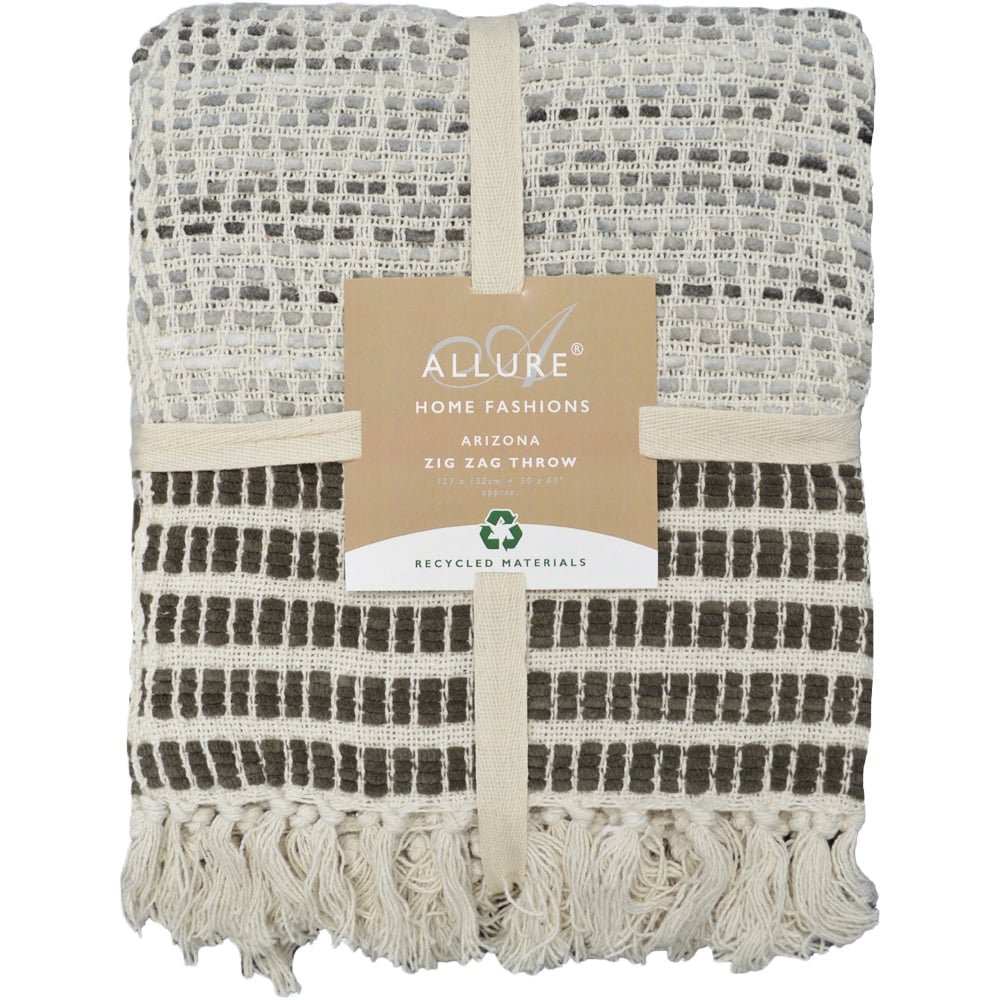 Allure Home Fashions Arizona Grey Zig Zag Throw 150 x 200cm Image 1