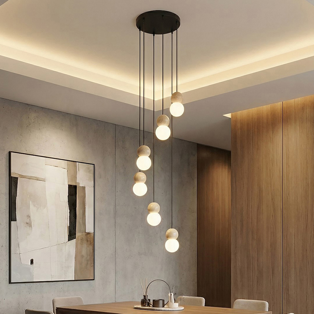 Emibig Loop 6 Light Ring-Shaped Shade Black G9 Ceiling Pendant Light Image 2