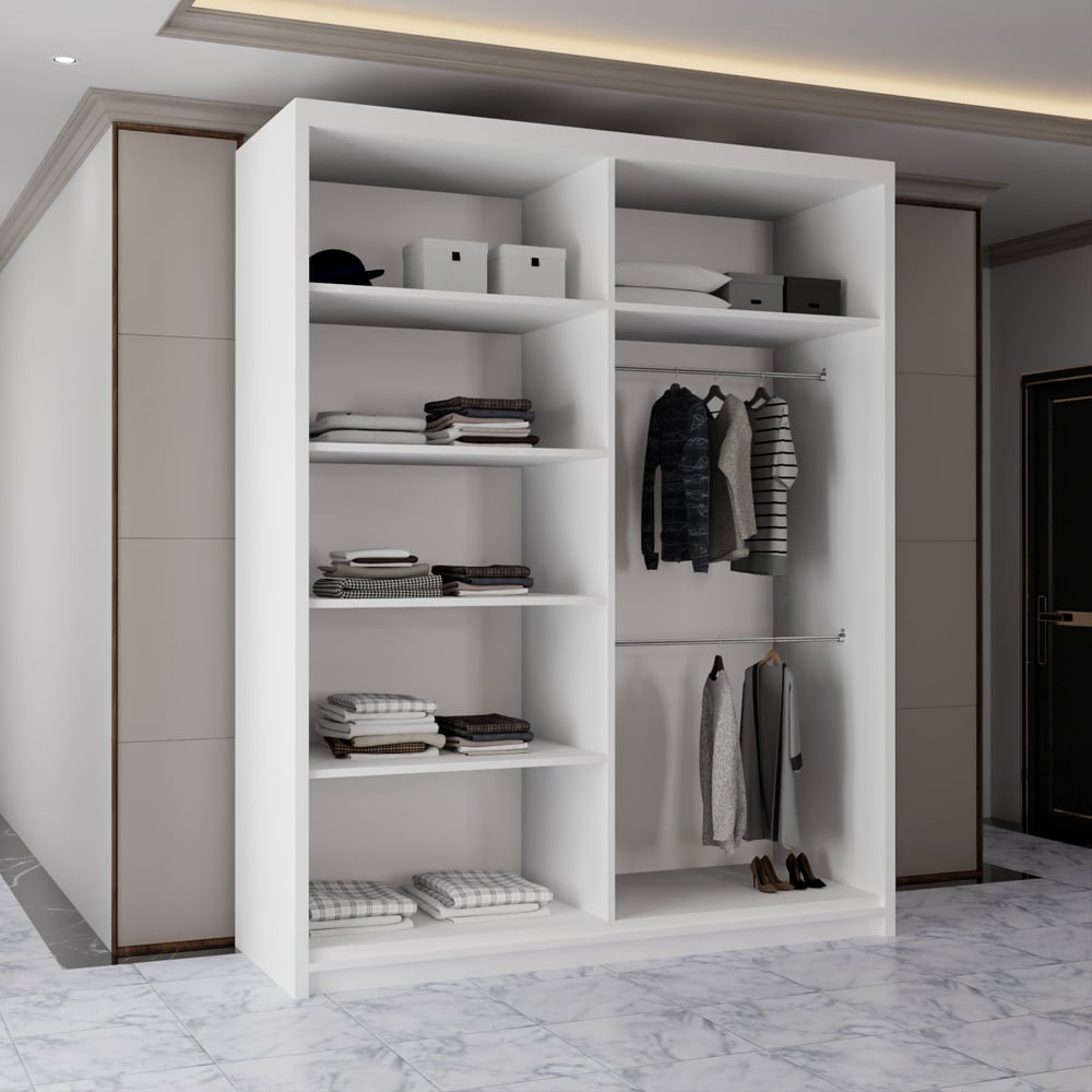 Sliding Wardrobes 4U 2 Sliding Door White Half Mirrored Wardrobe Image 3