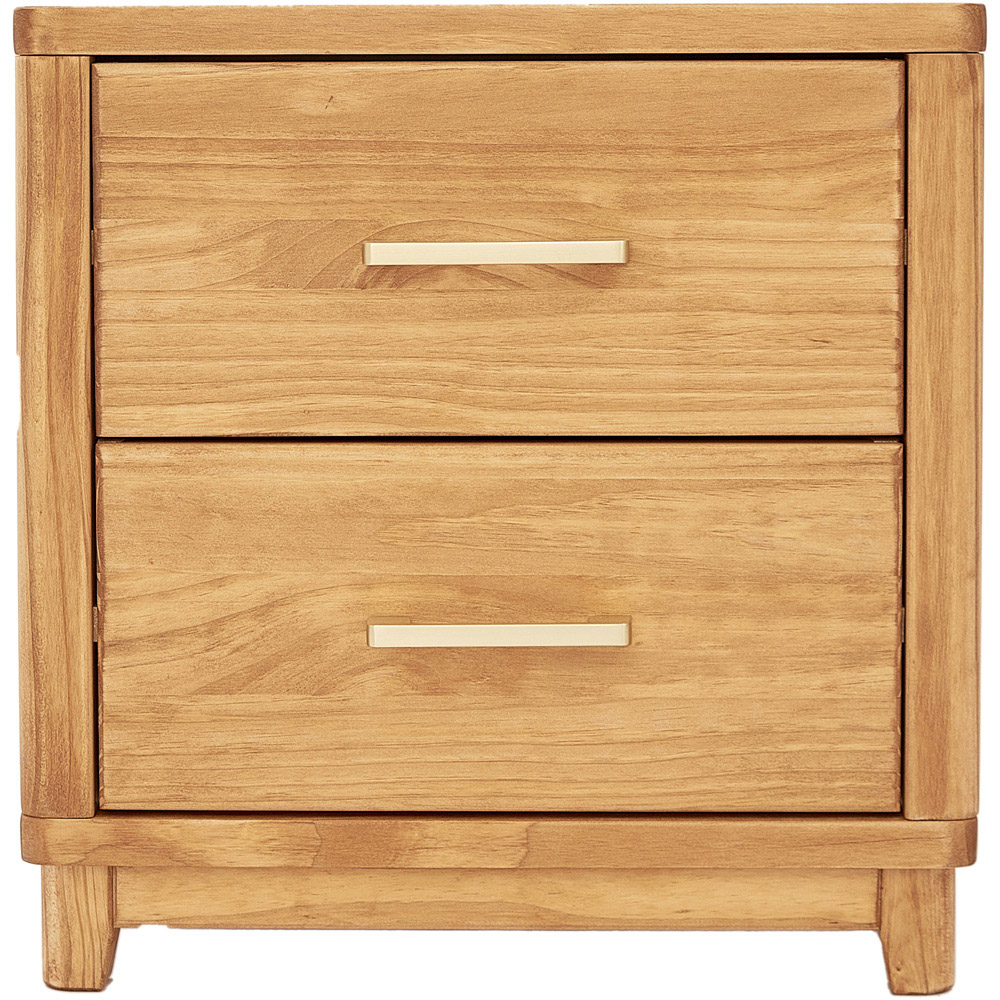 Grotti 2 Drawer Waxed Bedside Table Image 3