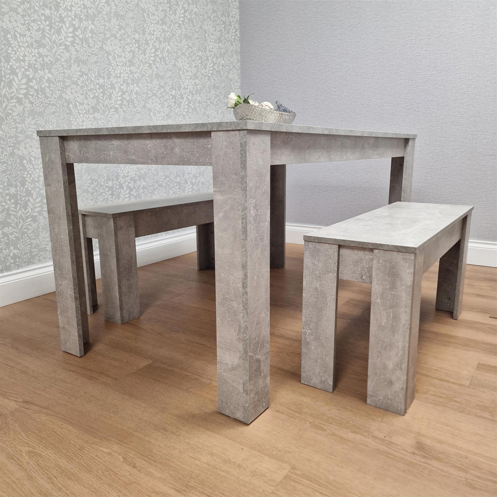 Portland 4 Seater Bench Dining Set Stone Grey and Grey Image 5
