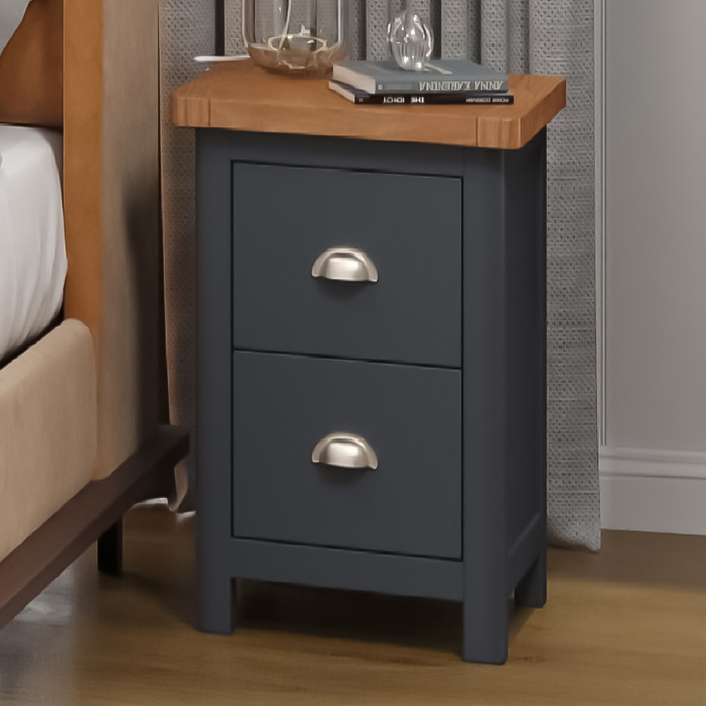 Core Products Dunkeld 2 Drawer Midnight Blue Petite Bedside Table Image 1