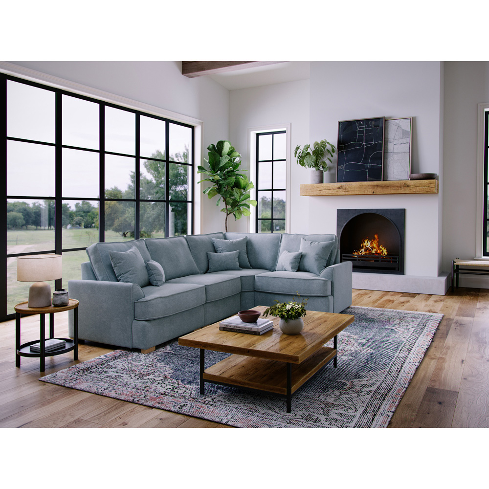 Alba City 5 Seater Fine Blue Fabric Left Hand Corner Sofa Image 6