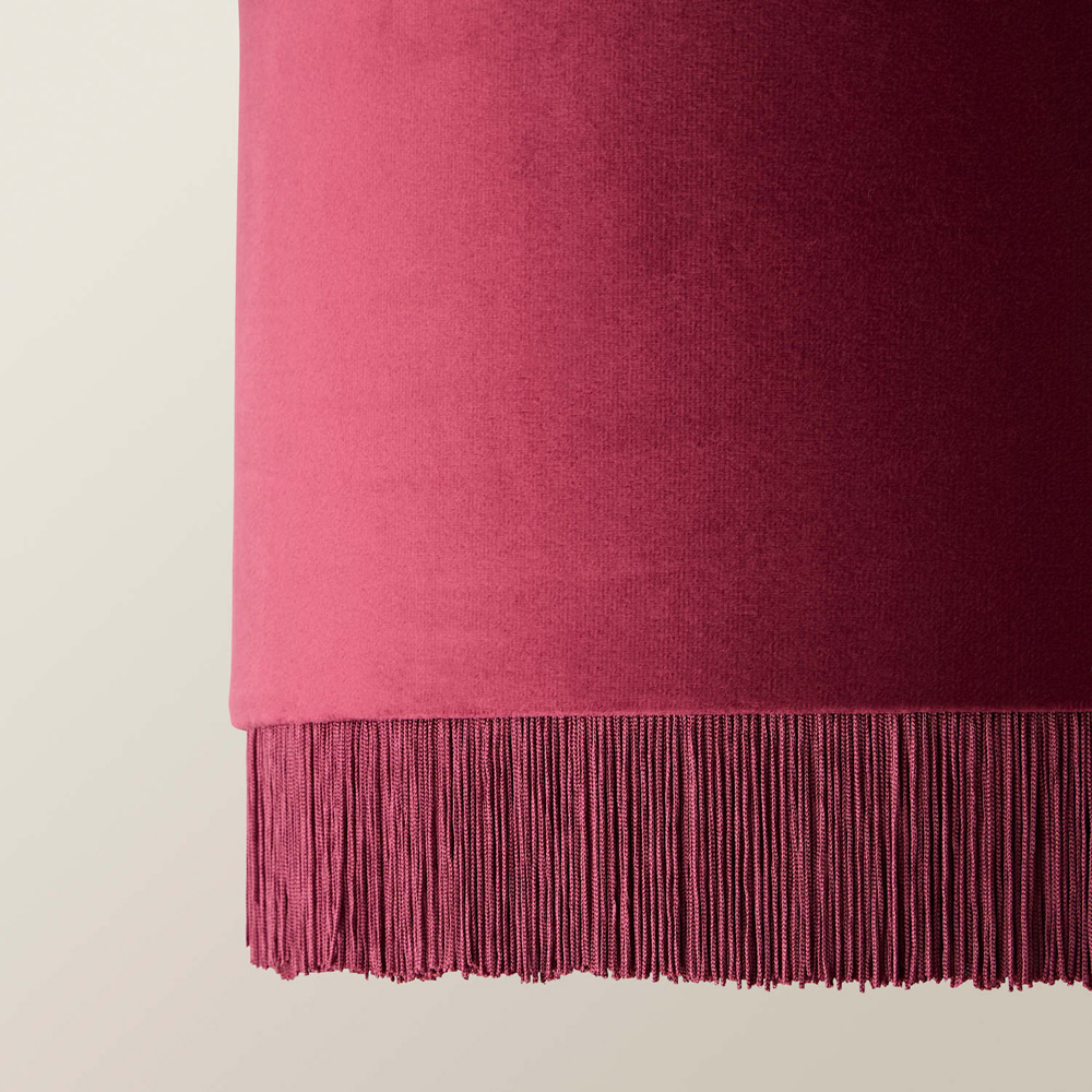 ValueLights Melody Berry Velvet Squat Ceiling Lamp Shade with Fringe Trim Image 4