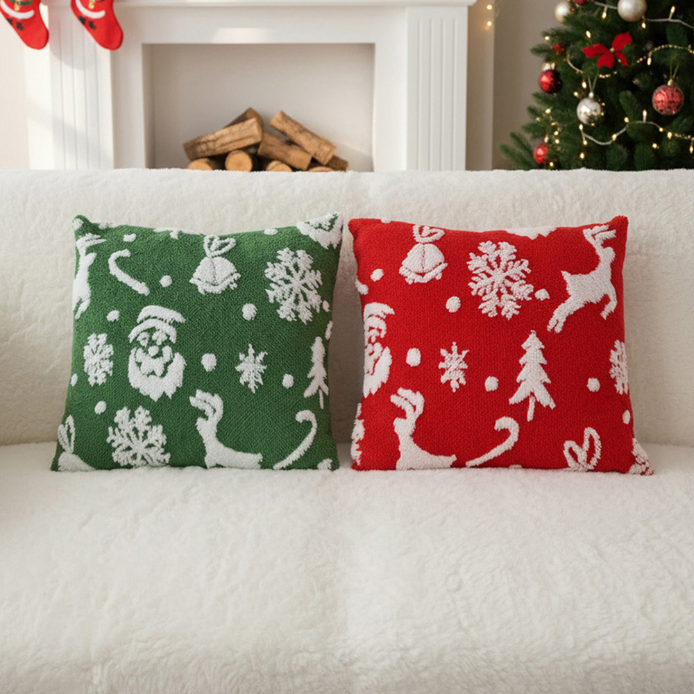Living and Home Red and Green Plush Christmas Throw Pillow 45 x 45cm 2 Pack Image 7