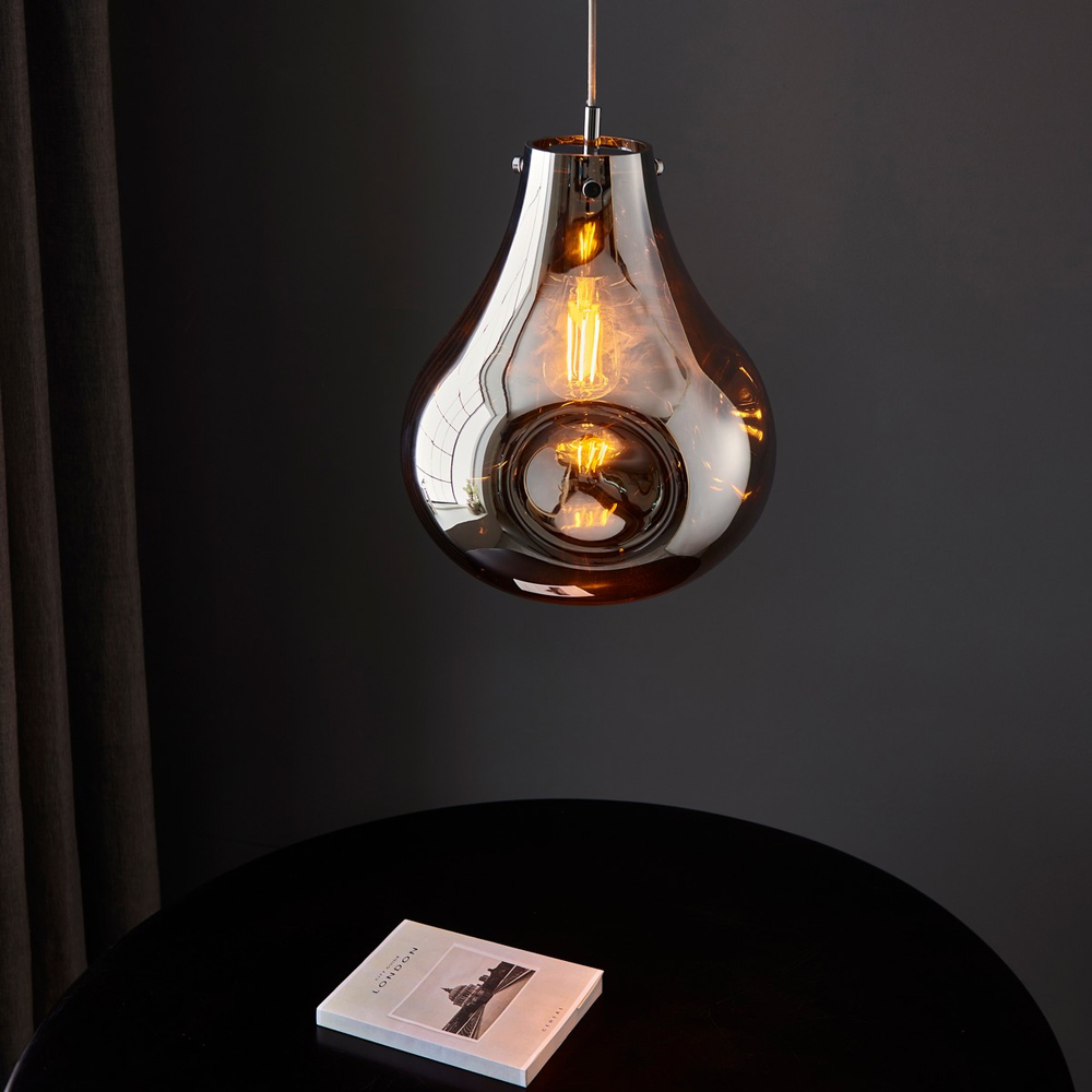 Merano Perugia Metallic Glass Chrome Pendant Ceiling Lamp Image 6