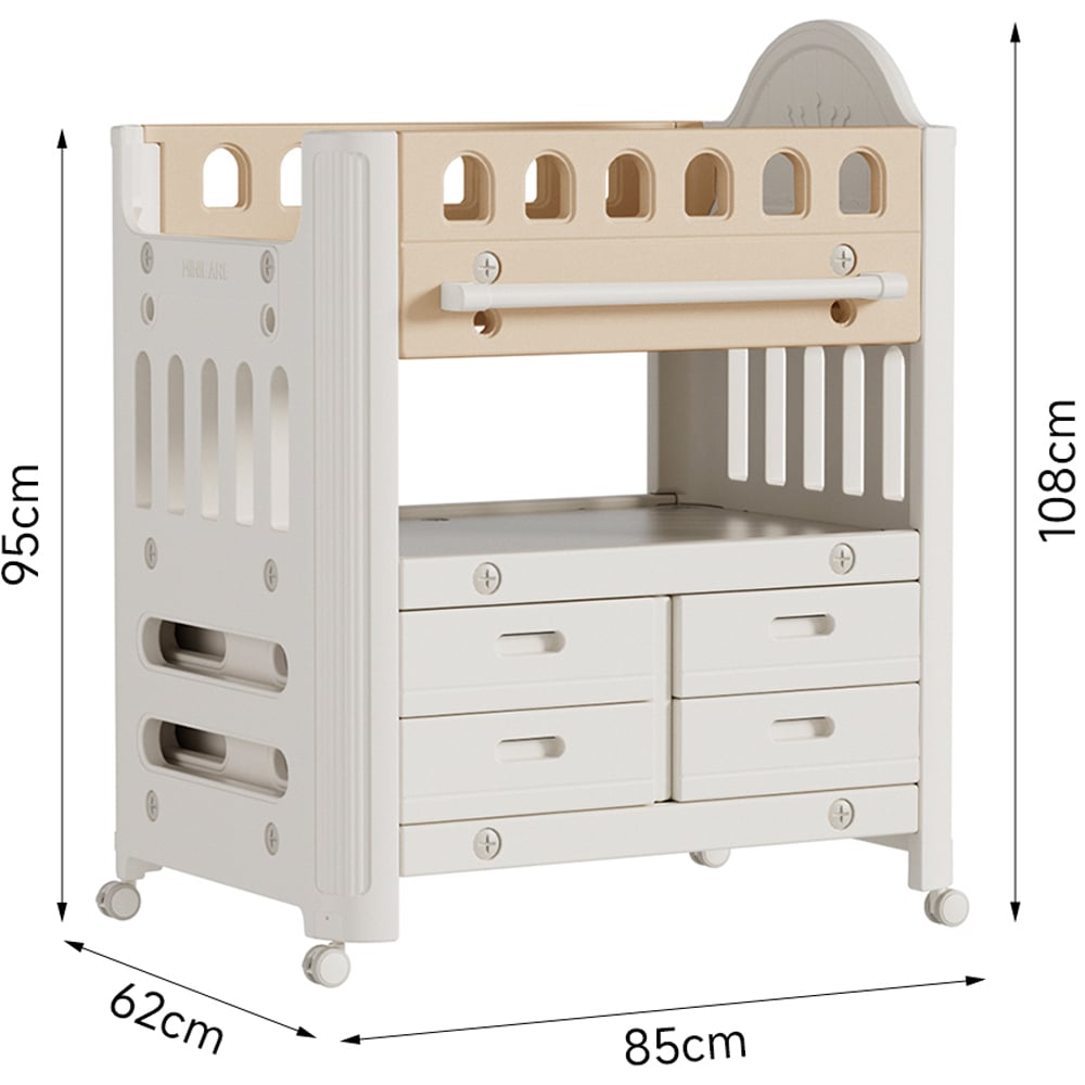 H&O Direct 4 Drawer Single Shelf Brown Rolling Baby Diaper Changing Table Image 6