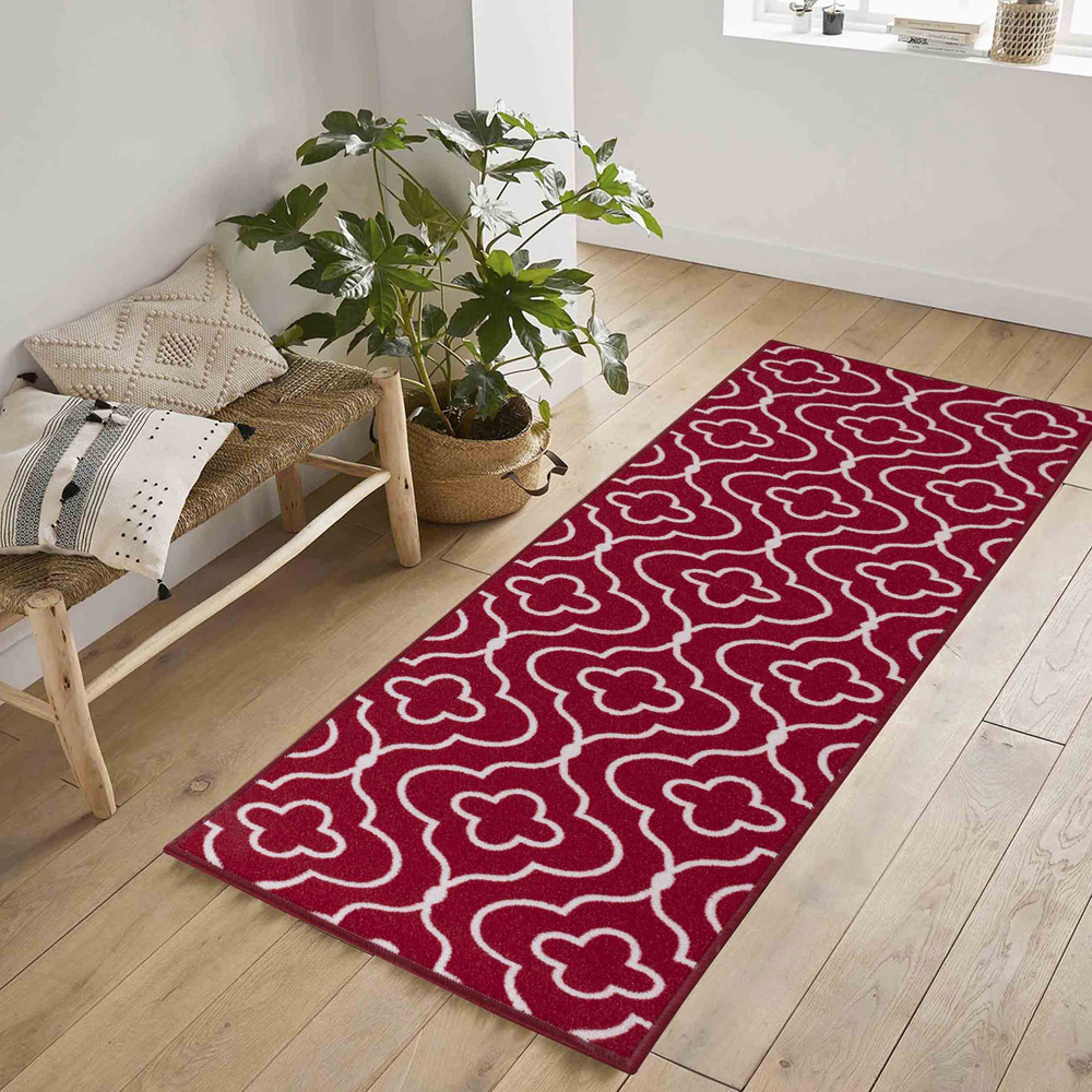 Desire Rugs Havana Red Quatrefoil Anti Slip Door Mat 120 x 67cm Image 4